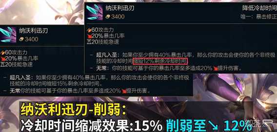 《英雄联盟》PBE13.6版本纳沃利迅刃削弱介绍